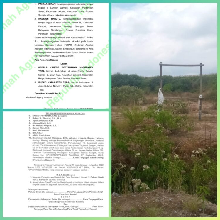 Sengketa Lahan Bandara Sibisa, Pahala Sirait Dan Ramsion Brutu Kalah Di Mahkamah Agung