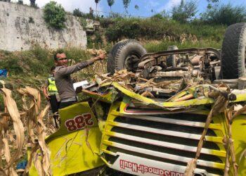 Minibus Penumpang Masuk Jurang, 2 Meninggal dan 13 Luka-luka di Samosir