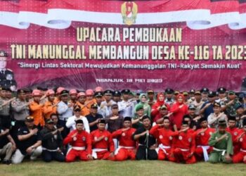 Pembukaan TMMD ke-116, Pemkab Nganhuk Gelontorkan Anggaran Rp 4 Miliar Bangun Akses Penghubung Nganjuk Bojonegoro