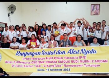 P5 SMP Budi Murni-2 Medan Gelar Aksi Nyata  di Panti Asuhan SLB-C Karya Tulus-Tuntungan