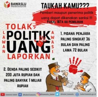 UU Pemilu 2024 Ancam Warga Pelaku Politik Uang Penjara 3 Tahun, Bawaslu Siapkan “Aplikasi Sigap Lapor”