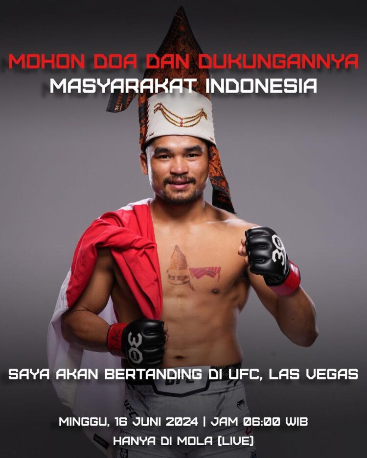 Petarung MMA Indonesia, Jeka Saragih, Siap Bertanding di UFC Las Vegas, Mohon Doa dan Dukungan Masyarakat Indonesia