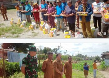 Babinsa Koramil 02/Sidikalang Tanggap Bencana, Bersama Pemerintah dan Dinas Sosial Bantu Korban Angin Puting Beliung di Desa Berampu