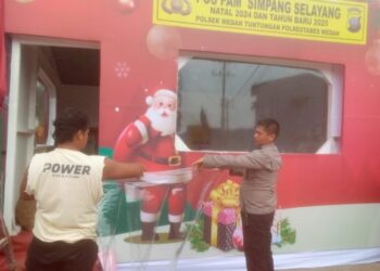 Kapolsek Medan Tuntungan Dirikan Posko Pengamanan Natal 2024 dan Tahun Baru 2025 di Simpang Selayang Medan 