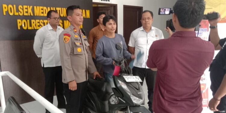 Polsek Medan Tuntungan Berhasil Tangkap Tersangka Pencurian Sepeda Motor di Jalan Plamboyan, Medan