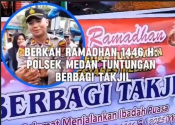 Polsek Medan Tuntungan Gelar Aksi Sosial “Berkah Ramadhan 1446 H” dengan Berbagi Takjil