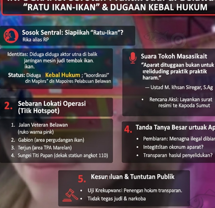 Diduga Kebal Hukum, “Ratu Ikan-Ikan” Kuasai Judi Tembak Ikan di Belawan: Ada Apa dengan Aparat?