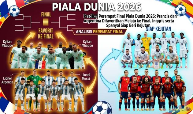 Prediksi Perempat Final Piala Dunia 2026: Prancis dan Argentina Difavoritkan Melaju ke Final, Inggris serta Spanyol Siap Beri Kejutan