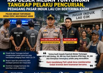 Polsek Medan Tuntungan Tangkap Pelaku Pencurian, Pedagang Pasar Induk Lau Cih Berterima Kasih