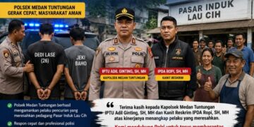 Polsek Medan Tuntungan Tangkap Pelaku Pencurian, Pedagang Pasar Induk Lau Cih Berterima Kasih