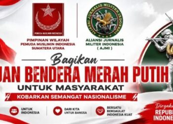 AJMI dan Pemuda Muslimin Sumut Bagikan Ribuan Bendera Merah Putih, Kobarkan Nasionalisme Jelang HUT RI ke-80