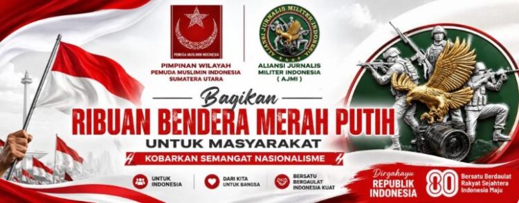 AJMI dan Pemuda Muslimin Sumut Bagikan Ribuan Bendera Merah Putih, Kobarkan Nasionalisme Jelang HUT RI ke-80