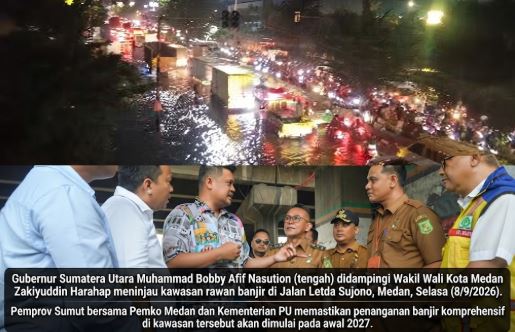 Gubernur Bobby Pastikan Penanganan Banjir Jalan Letda Sujono Dikerjakan Tahun 2027