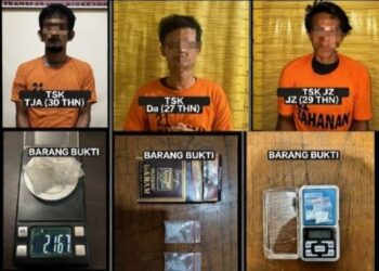 Polres Binjai Tangkap Tiga Pengedar Sabu Beserta Barang Bukti 6,82 Gram